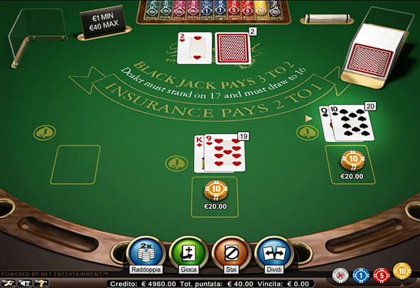 Il dettaglio di una partita a Blackjack Pro.