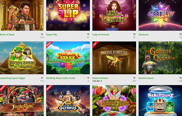 Una panoramica della lobby di gioco Unibet casinò.