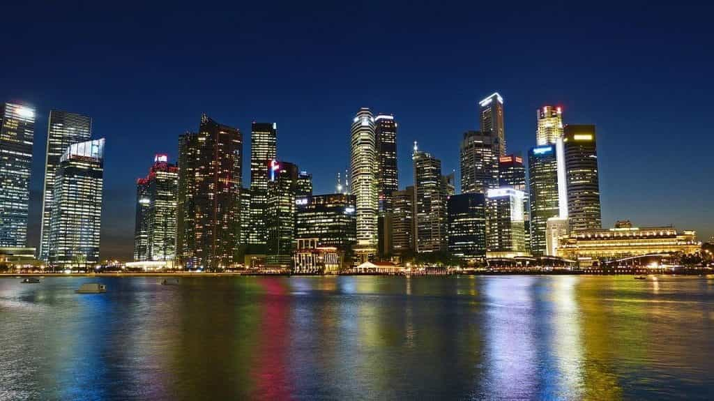 Singapore city skyline.