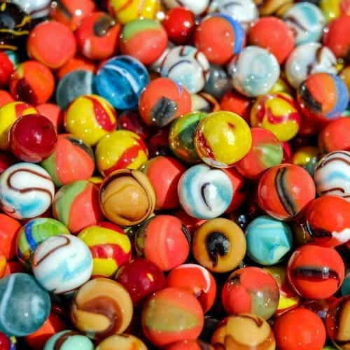 Lots of colorful glass marbles.