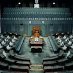 An empty parliamentary hall.