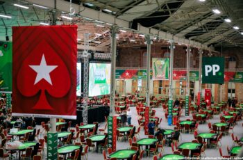 An overhead view of the Irish Open’s 2024 card room.